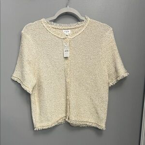 J. Crew Cream Short Sleeve Blouse